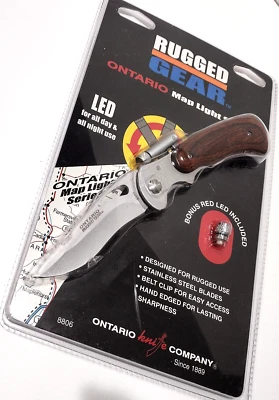 Ontario Knife Company Map Light Framelock Folding Pocket Knife OKC EDC Knives - Image 1 of 3