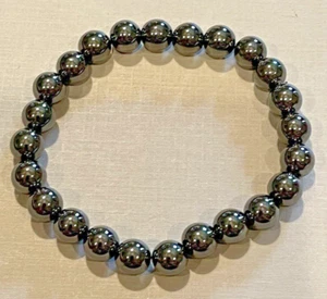 Natural Hematite 8 mm Bead Stretch Bracelet Healing Magnetic Jewelry New 20% - Picture 1 of 8