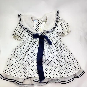 Vestido Vintage Bonnie Jean Niñas 3T Lunares Azul Marino Lazo Volantes Cuello ILGWU LEER - Imagen 1 de 11