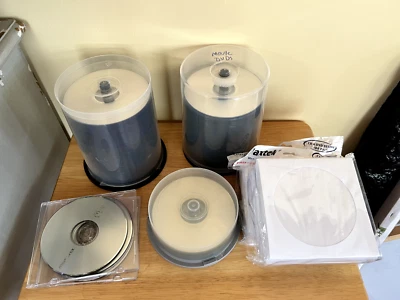 Blank DVDs CDs Recordable Media CD-R & DVD+R Unused Bulk Lot 200+ Discs Sleeves - Image 1 of 4