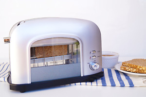 New 2-slice See-Through Automatic Toaster  Stainless Steel Silver Kitchen Tool