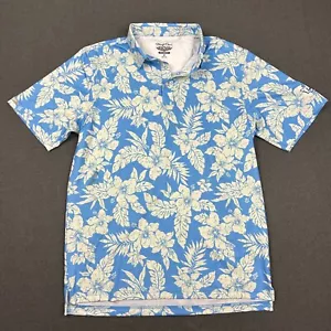 Straight Down Polo Shirt Mens Medium Blue Floral Don Ho Polo Performance Defect - Picture 1 of 11