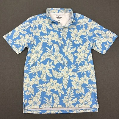Camisa Polo Recta Para Hombre Mediana Azul Floral Don Ho Polo Rendimiento Defecto Foto 1 de 4