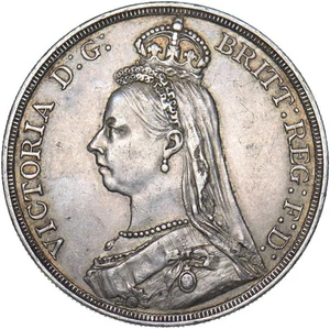 1887 Crown - Victoria British Silver Coin - Very Nice - Picture 1 of 2