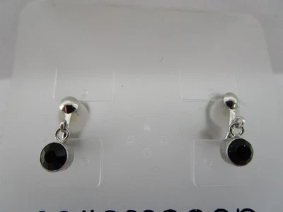 KLEINE OHRCLIPS SILBERFARBEN AUS METALL MIT SCHWARZEM STRASS  CA.  1 x 0,5  CM - Bild 1 von 2