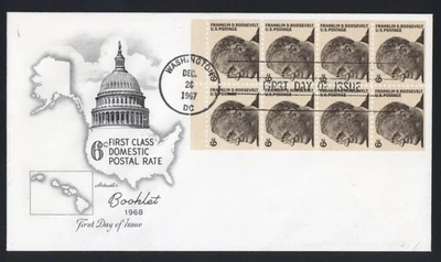 US A5 SC#1284b U/A ARTMASTER FDC 1968 6c ROOSEVELT BOOKLET PANE WASHINGTON DC - Image 1 of 2