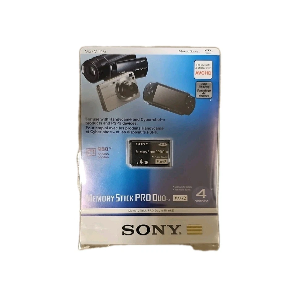 Sony Memory Stick 4GB PRO Duo Mark 2 Camera Camcorder 4 GB New Sealed - Image 1 of 2