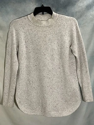 Loft Sweater Mock Neck Tunic White Grey Gray Speckled Textured Women’s MEDIUM - Image 1 of 4