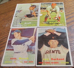 4 1957 Topps High# FILLER baseball cards #310 #342 Mauch #369 Graff #397 Smalley - Picture 1 of 2