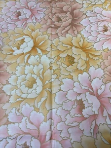 Pink & Yellow Floral Fabric with Gold Accents 12" x 45" Cotton Blend for Sewing - Picture 1 of 7