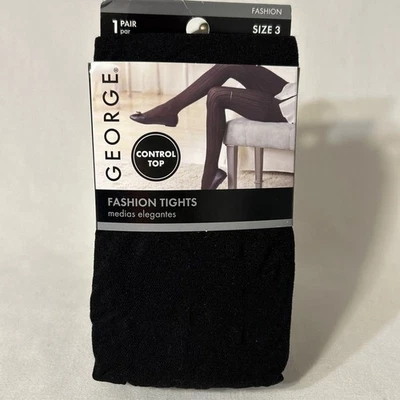 George Tights Black Size 3 Diamond Pattern Control Top - Image 1 of 4