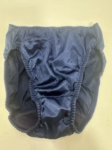 Markenlos Größe Small marineblau Second Skin glänzend hochgeschnittenes Höschen - Bild 1 von 2