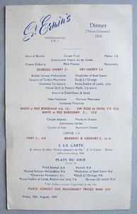 Hotel St. Ermin's Westminster London UK Vintage 1950's Dinner Menu Card 1957 - Bild 1 von 5