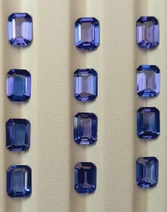 14.88 Carats Natural Blue Tanzanite Octagon Cut Loose Gemstones 12piece Bulk Lot - Picture 1 of 4