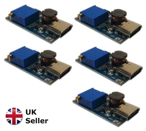 5x MT3608 USB-C : 2A DC-DC Step Up 2-24V : Adjustable Converter Boost Module - Picture 1 of 5