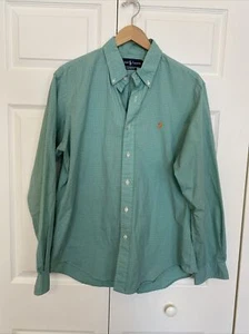 Ralph Lauren Shirt Mens Large Custom Fit Mint Green Window Pane Button Up EUC - Picture 1 of 6