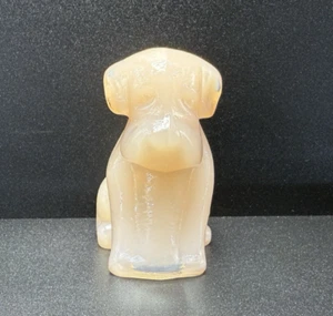 Estatuilla de perro perrito de vidrio vintage Degenhart cervatillo crema naranja 1976 - Imagen 1 de 9