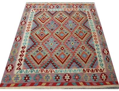 Genuine Afghan Handmade Tribal Multi Colour Wool Kilim  Area Rug 152x194 cm - Image 1 of 3