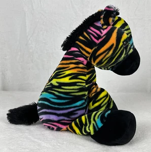 Toys R Us Arcobaleno Zebra Cavallo Peluche Peluche Striscia 2015 Neon Multicolore - Foto 1 di 13
