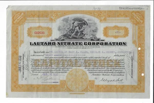 CHILE 1930 Lautaro Nitrate Corporation Stock Certificate Chacabuco - Picture 1 of 3