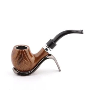 Vintage Smoking Pipe Imitation Wood Carved Leaf Cigarette Tobacco Filter Pipes - Picture 1 of 5