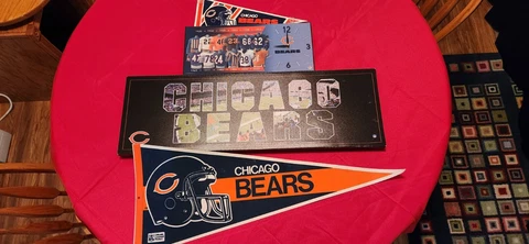 Chicago Bears Wall and Car Pennant, Canvas Bears Poster (framed) & Bears Clock Cover