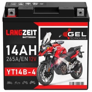 Langzeit YT14B-4 Motorradbatterie GEL 14Ah GT14B-4 YT14B-BS 51201 51422 51221 - Bild 1 von 5