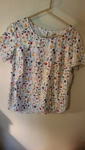 y2kFaded Glory NWT XXL 20 White Floral Key Hole Button Back Cap Sleeve 26 L 21 A - Picture 1 of 24