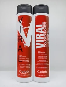 DUO Celeb Luxury Red VIRAL Shampoo Conditioner Brunettes Brown Hair RED 8.25 oz - Picture 1 of 1