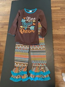 Girls 2 Piece Set Fall Colors Long Sleeve Ruffled Pants Size 2xl - Picture 1 of 3