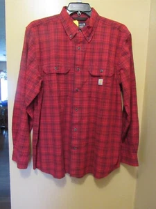 NWT MEN'S X-LARGE XL CARHARTT LOOSE FIT MIDWEIGHT CHAMBRAY LS PLAID SHIRT - Picture 1 of 2