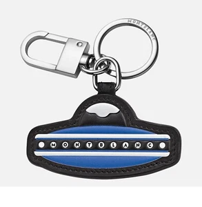 MONTBLANC Meisterstück blue & black UFO leather keyring authentic Italy NWT - Picture 1 of 10