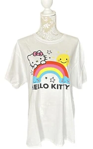 NWOT Hello Kitty Rainbow Sunshine White T-Shirt Size Large - Picture 1 of 3