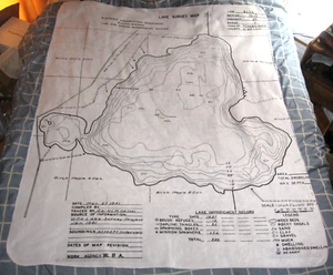 Seltene Vintage ALVA LAKE VERMESSUNGSKARTE DECKE Oneida County Tomahawk Wisconsin 60 x 50 - Bild 1 von 1