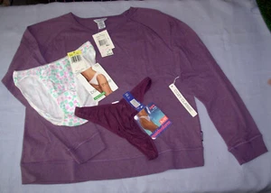NAUTICA PJ Sleep Top Barely There Bikini Panties Maidenform Thong sz M Purple - Picture 1 of 2