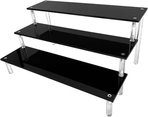 Black Acrylic Shelf Riser 3 Tier Perfume Organizer Cologne Display Stand Large - Picture 1 of 11