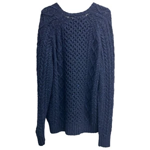 Polo Ralph Lauren Navy Blue Cable Knit Sweater Wool Blend Long Sleeve $248 - Picture 1 of 3