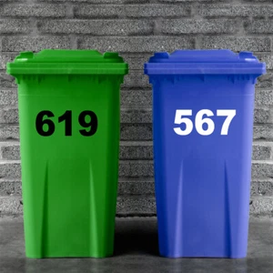 Personalised Wheelie Bin Vinyl Decals, Priced per Number, Bin Number, Easy apply - Picture 1 of 5