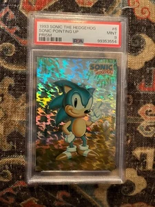 Sonic The Hedgehog 1993 Topps PRISM PSA 9 como nuevo clásico apuntando pose - Imagen 1 de 2