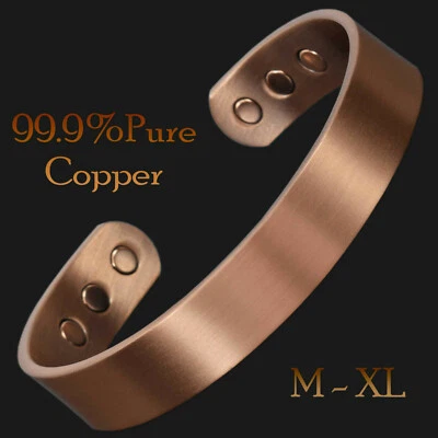 Pulsera de cobre macizo para hombre para terapia magnética de artritis para dolor talla M-XL -CB Foto 1 de 4