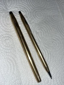 CROSS 10k GOLD FILLED BALLPOINT PEN SET - Picture 1 of 4