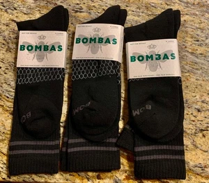 NEW WITH TAGS 3 PAIRS SIZE  X LARGE BOMBAS MID CALF SOCKS BLACK STRETCH - Picture 1 of 3