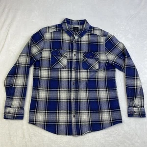 RVCA Flannel Shirt Men's L Heavyweight Cotton Plaid Long Sleeve Button Up Skater - Picture 1 of 8