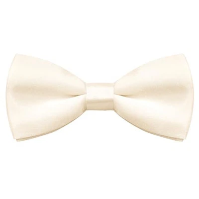 Pajarita clásica para niños color liso satinado cuello ajustable niños blanco crema Foto 1 de 4