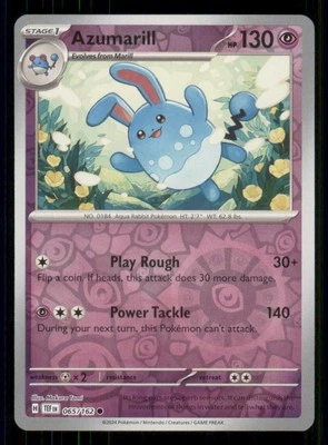 Azumarill SV05: Temporal Forces #065/162 Common Reverse Holo Pokemon LP - Image 1 of 2
