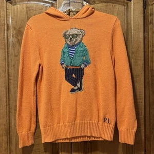 Polo Ralph Lauren Bear Hooded Pullover Hoodie Sweater Sweatshirt Youth Large - Picture 1 of 7