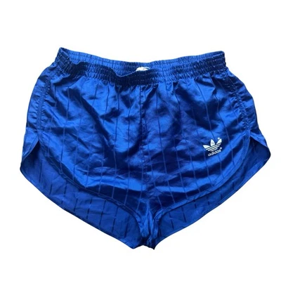Adidas Vintage Shorts Sz 36 S Athletic Pants Shiny Nylon West Germany 80s Blue TS11 - Image 1 of 4