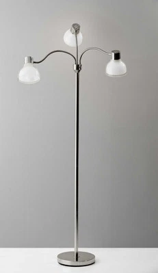 69" Nickel Three Light Tree Floor Lamp with White Bowl Shade - Image 1 of 2