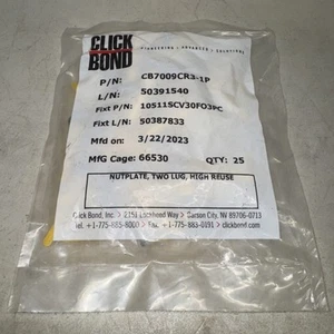 Pack Of 25 CB7009CR3-1P Click Bond Rivetless Nutplate Two Lug High Reuse - Picture 1 of 2