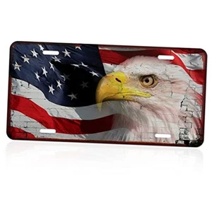 Deko Amerikanische Flagge Front Nummernschild mit Adler Neuheit Autoschild, ADLER - Bild 1 von 8